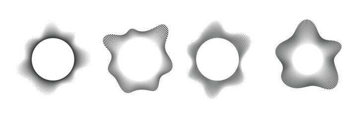 Set of Circle lines icon collection. Different Circle Sound wave line symbol.