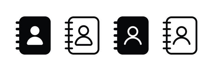 Set of Address book icon collection with different style.