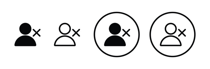 Set of Delete user icon collection. Different User profile with cross symbol.