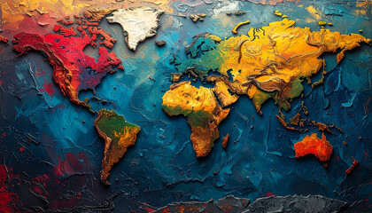 Colorful world map watercolor illustration
