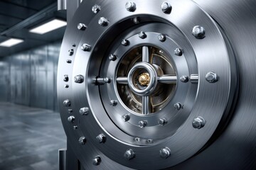 Bank vault safe door protecting wealth and security