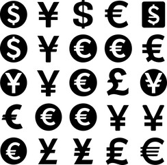 Obraz premium Silhouette with floating currency icons