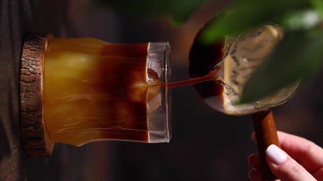 Making bumble coffee, orange juice and espresso