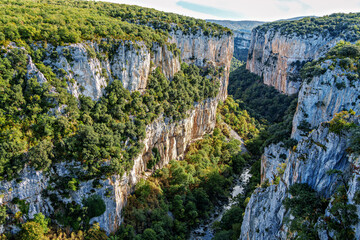 Looking over the Foz de Arbayun canyon in the Aragon Pyrenees. Spain. Europe.
