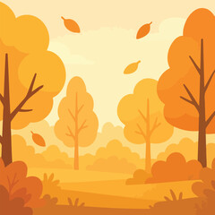 2D flat vector autumn forest background