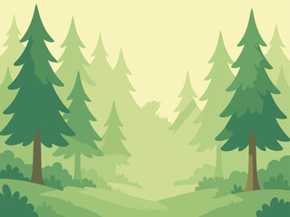 Flat vector illustration of a pine forest background
