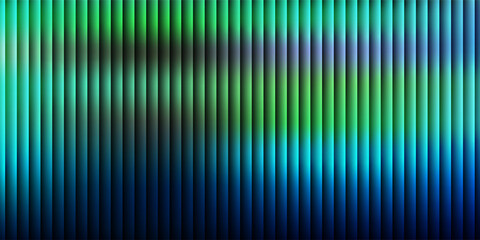 Fototapeta premium Reeded glass gradient surface, futuristic panel with vertical prism distortion. Dark abstract field infused with fractal texture in neon teal and green tones, vector illustratio