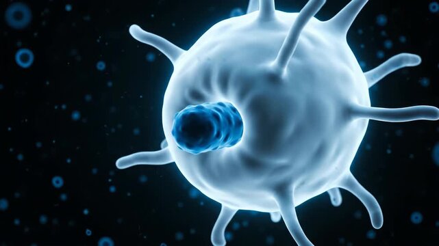 3D Visualization: White Blood Cell Engulfing Bacteria in Immune Response