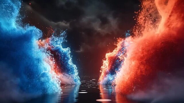 Fiery blue and red clashing