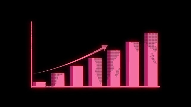 Business graph and bar chart, Business Financial Growing Business Income and Earnings. business growth target graph bar animation on a black background. 