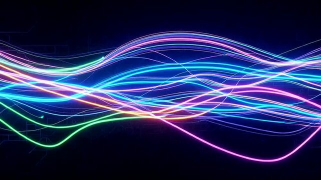 Colorful Neon Light Trails Abstract Background.