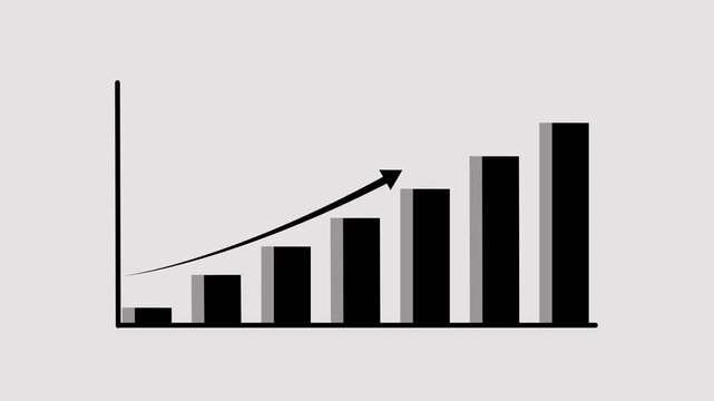 Business graph and bar chart, Business Financial Growing Business Income and Earnings. business growth target graph bar animation on a white background. 