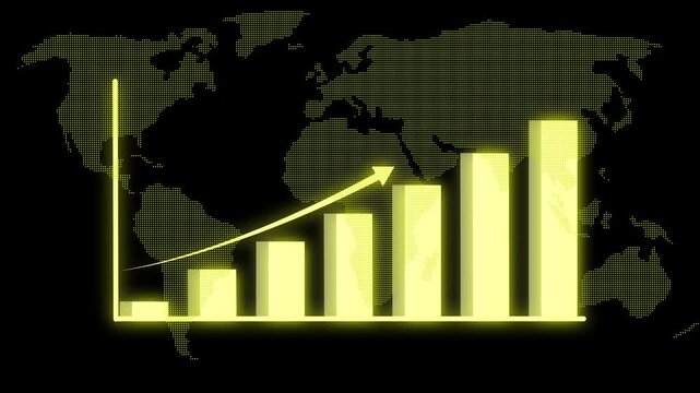 Business graph and bar chart, Business Financial Growing Business Income and Earnings. business growth target graph bar animation on a black background. 