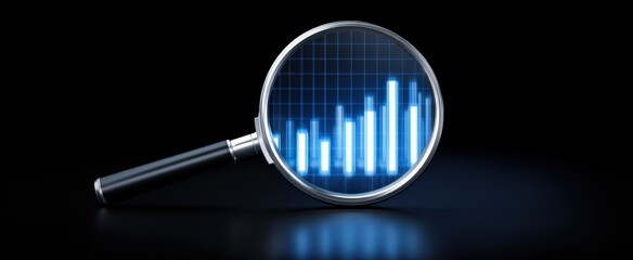 A magnifying glass reveals the hidden gems of financial data trends and analysis for insights.