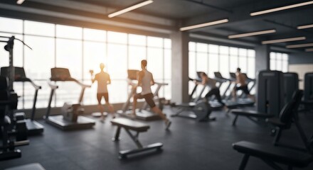 Fototapeta premium Bright and Spacious Modern Gym Interior with Minimalist Equipment and Serene Workout Atmosphere