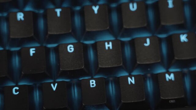 Camera moving right across a custom keyboard for gaming.