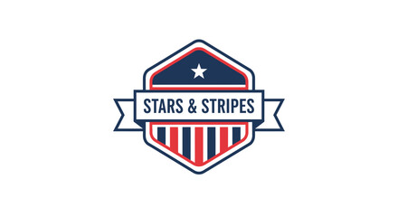 Obraz premium Stars and Stripes Badge Logo with American Flag Colors and Design