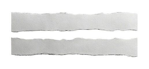 Two horizontal strips of white paper, torn with irregular edges, against a black background