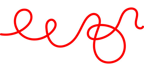 Red wavy line pattern with continuous curvy squiggles creating abstract horizontal flow on white background for seamless decorative design and creative projects