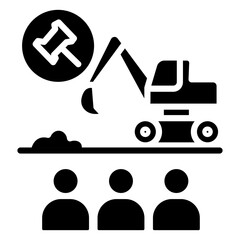 Obraz premium Machinery Auction Vector Icon