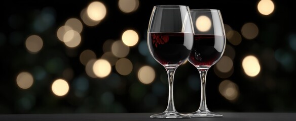 Naklejka premium wine glasses shine against a silver bokeh backdrop for classy toasts at special occasions