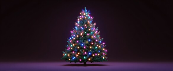 Decorated christmas tree radiates colorful lights for a cozy festive ambiance.