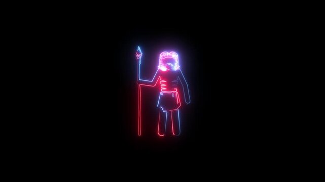 Neon Glowing Knight Holding Spear on Black Background neon knight neon sign