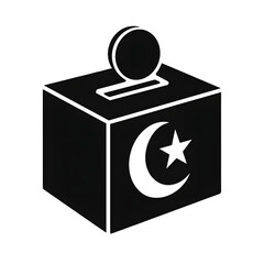 Islamic Donation Box Icon with Crescent and Star
