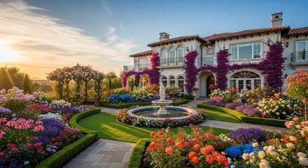 villa with the most beautiful flower garden