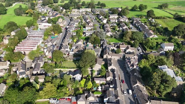 Aerial Drone Footage of Castleton Village, hope valley, UK