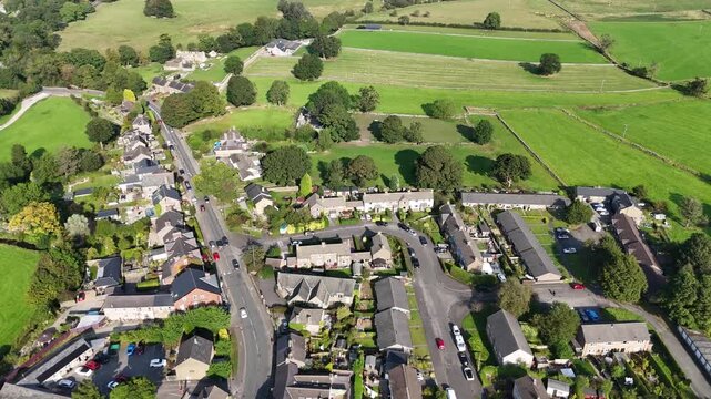 Aerial Drone Footage of Castleton Village, hope valley, UK