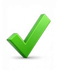 Bright Green Check Mark on White Background with Soft Shadows