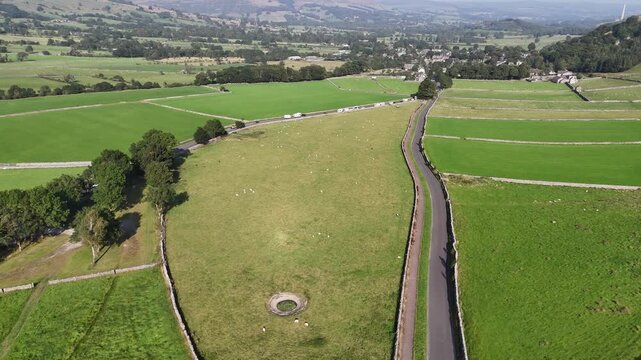 Aerial Drone Footage of Castleton Village, hope valley, UK