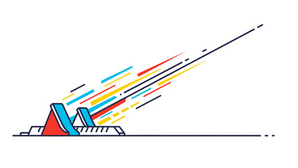Fototapeta premium Dynamic Starting Blocks Icon with Speed Lines. Abstract Geometric Vector Illustration of Sprint, Acceleration, Competition, and Fast Launch.