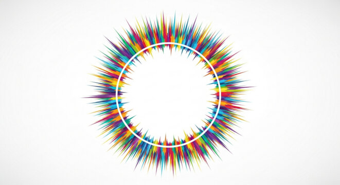 Colorful Sunburst Circle on White Background