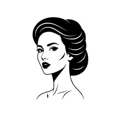 Elegant beautiful girl hairstyle black silhouette vector illustration