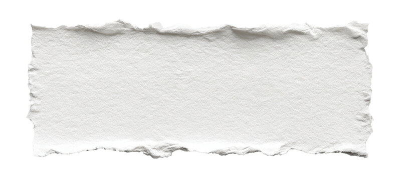 Rectangular, torn paper with uneven edges, isolated on a black background. Textured and blank