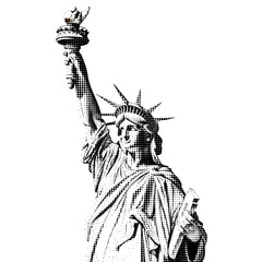 Statue of Liberty Halftone Illustration, New York Landmark, Freedom Symbol © jono