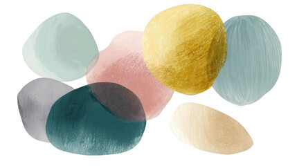 Soft pastel blobs representing calm minimalist design background isolated on a Transparent background, PNG file.