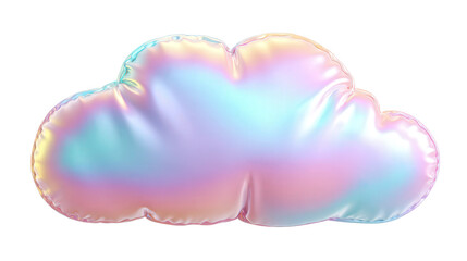 Soft pastel cloud-shaped pillow with glossy texture background isolated on a Transparent background, PNG file.