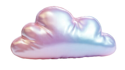 Soft pastel cloud-shaped pillow with glossy texture background isolated on a Transparent background, PNG file.