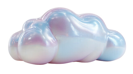 Soft pastel cloud-shaped pillow with glossy texture background isolated on a Transparent background, PNG file.