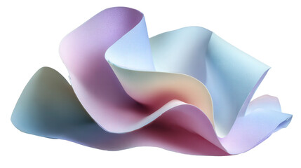Soft pastel folded paper abstract sculpture background isolated on a Transparent background, PNG file.
