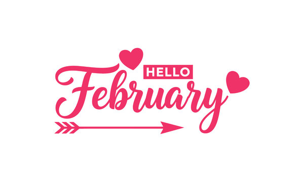 February greeting with calligraphy hearts and a cupid s arrow