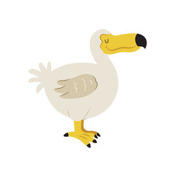 Cute Dodo Bird Cartoon Illustration Isolated on White. Extinct Animal Flat Vector Character. © danceyourlife