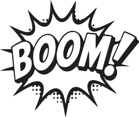 Dynamic Comic "BOOM!" Effect: Jagged Action Speech Burst, Halftone Pop Art Onomatopoeia, and Graphic Novel Sound FX Design Element © X Collection