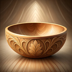 Artisan Wood Bowl: An exquisite, handcrafted wooden bowl, showcasing intricate carvings and the natural beauty of the wood grain, a testament to artisanal skill and functional art.
