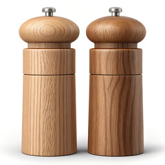 Wooden Salt and Pepper Grinders: Two elegant wooden salt and pepper grinders stand side by side, showcasing their intricate wood grain and sleek design.