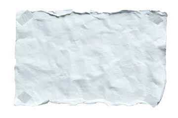 Obraz premium Torn and crumpled white paper held by tape against a black background