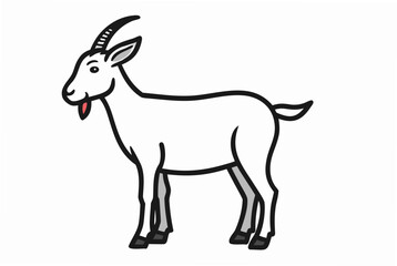 Obraz premium Isolated Sketch of a Goat on White Background Minimal Line Art